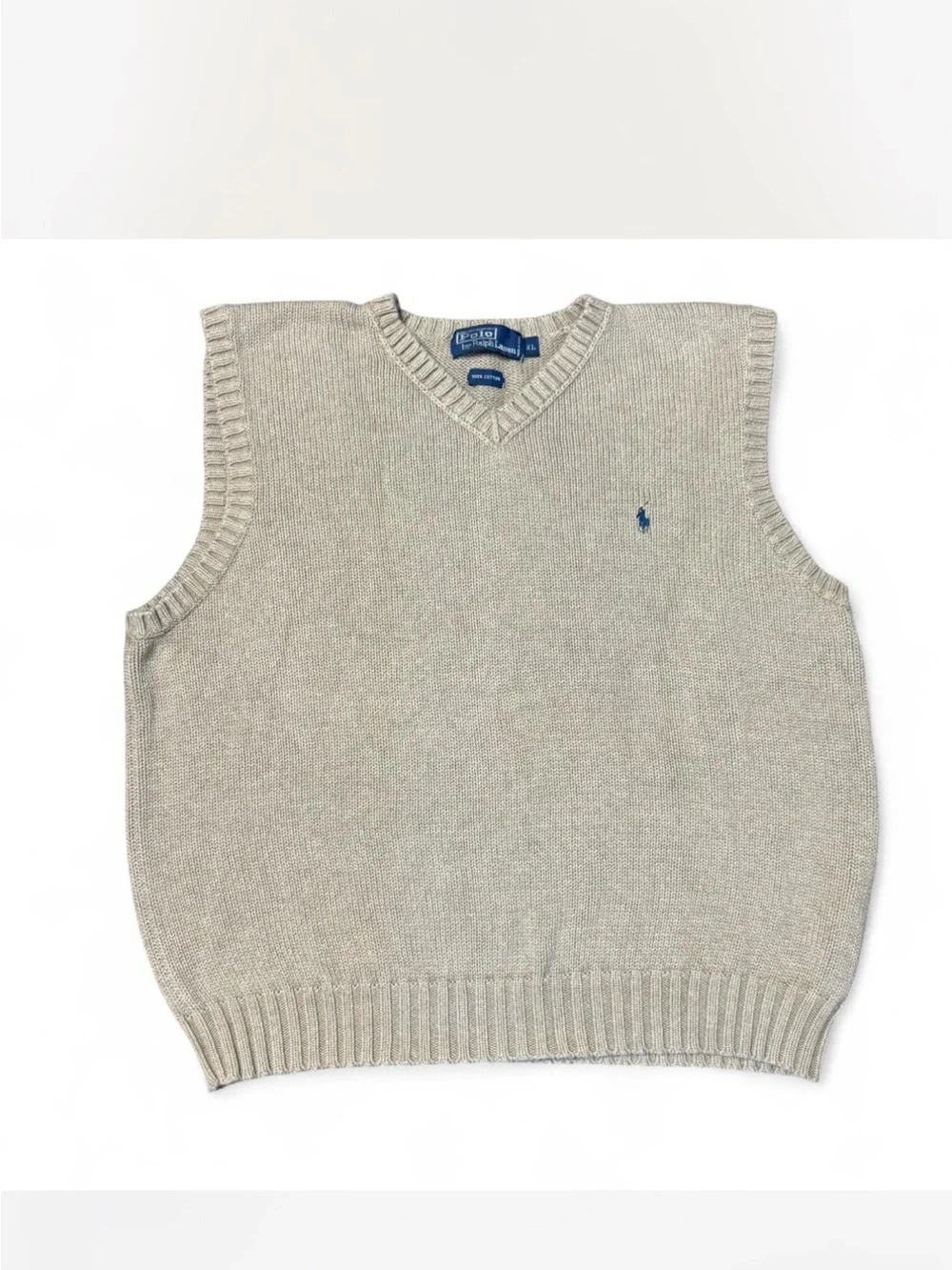 Polo by Ralph Lauren Men's Light Beige V-Neck Sweater Vest
